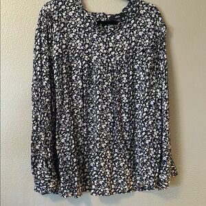 Ellos Floral Blouse - Black and White